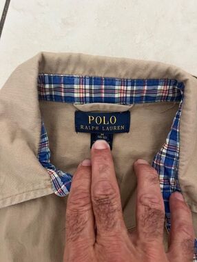 Boy's Polo Ralph Lauren Khaki Jacket with Plaid Trim, Used